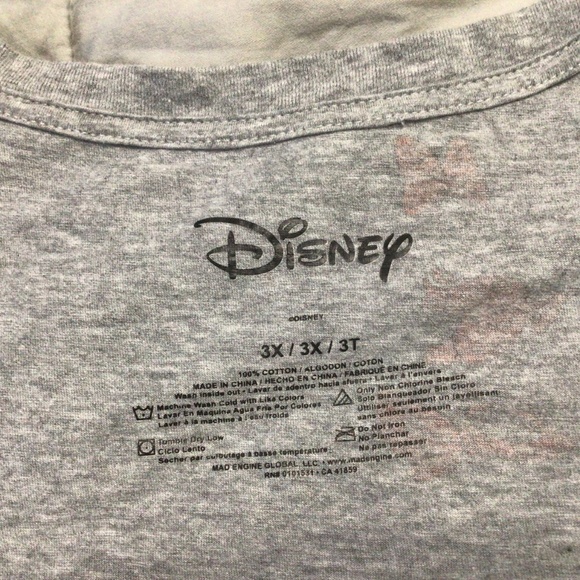 💐Disney Cotton Mickey & Minnie Mouse Graphic T-shirt Sz 3X Grey - Picture 4 of 5